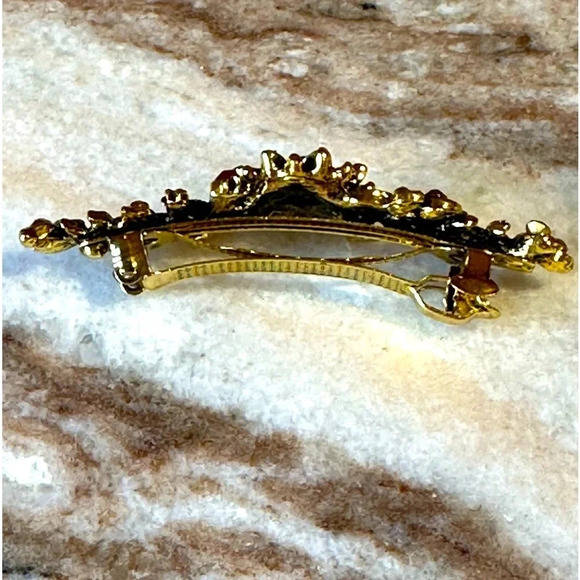 Dark Pink, Light Pink & AB Floral Crystal Rhinestone Medium Barrette Hair Clip - Picture 4 of 6